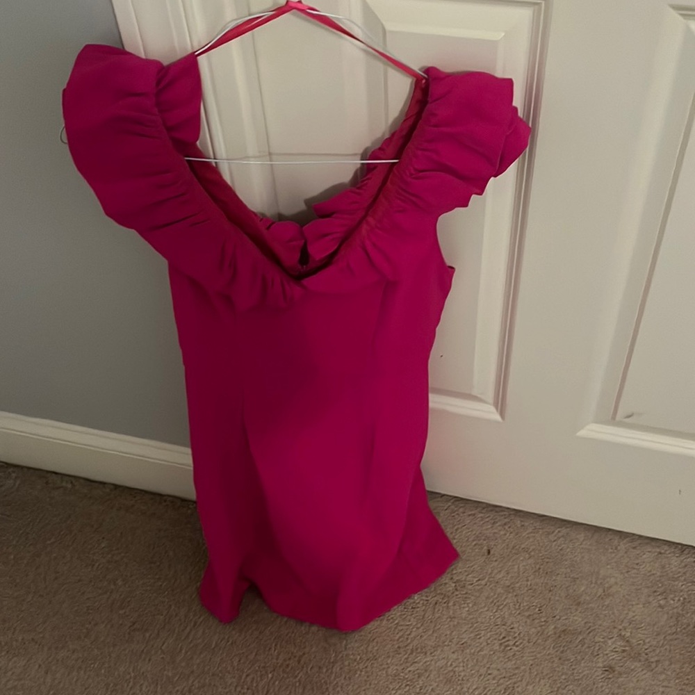 pink ruffled mini dress